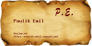 Paulik Emil névjegykártya